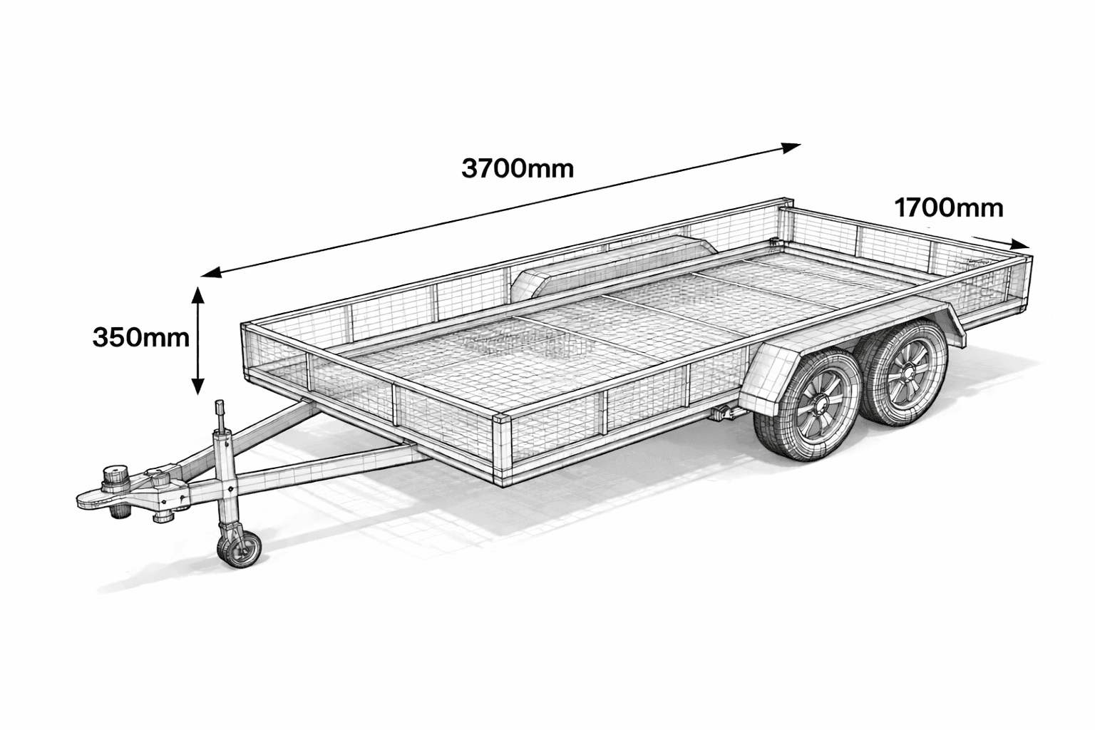 Maßbild von Großer offener Hänger 2,7t